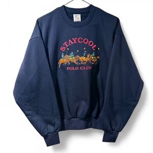 VTG Design Men’s STAYCOOL Embroidered Polo Club Design Crew Sweatshirt Size M